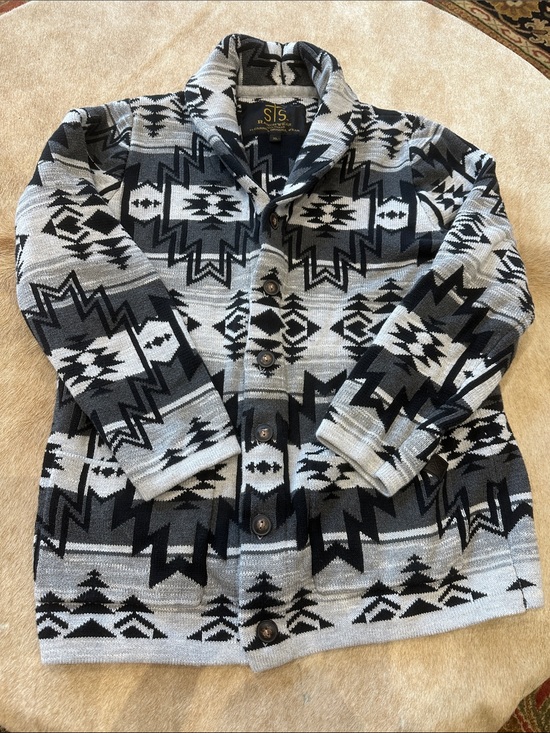 STS Ranchwear Sweaters - STS Ranchwear Black & Gray Aztec Button-Up Cardigan